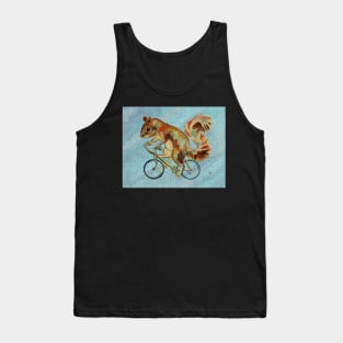 Squirrel On Bike (blue background) Tank Top